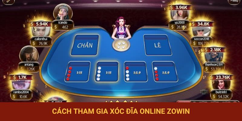 Thao tác tham gia xóc đĩa tại cổng game Zowin