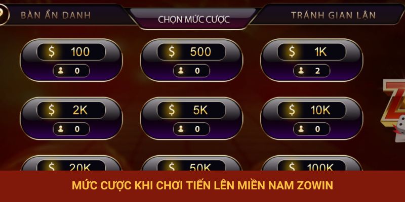 Mức cược đa dạng cho người chơi tại Zowin